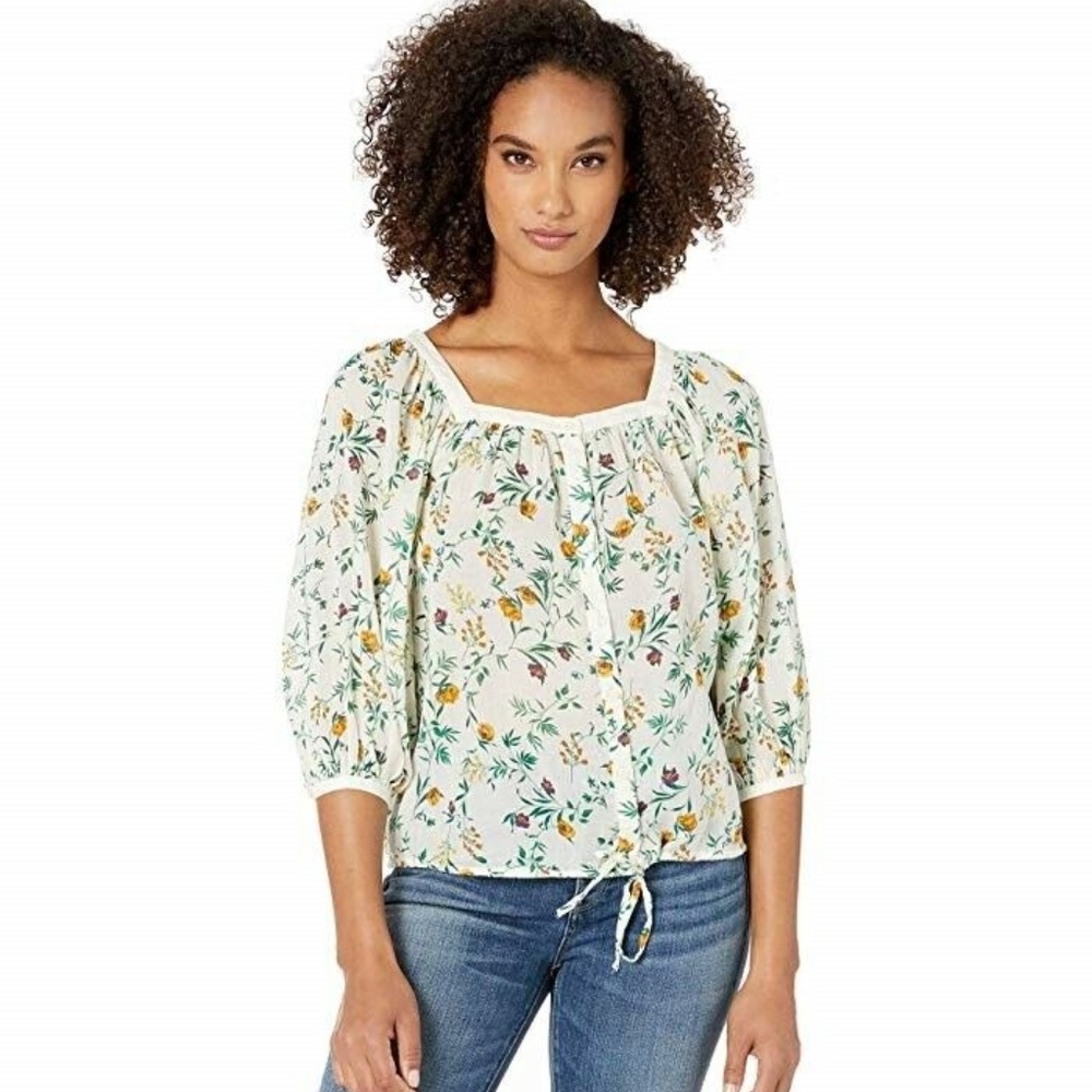 Lucky Brand S Petite Floral Banded Top 6AB52